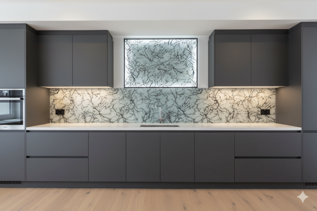 acid itched glass in Kitchen Backsplashes & Decorative Panels