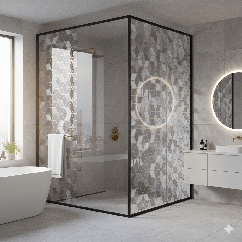 silkscreen glass in Shower Enclosures & Bathroom Interiors