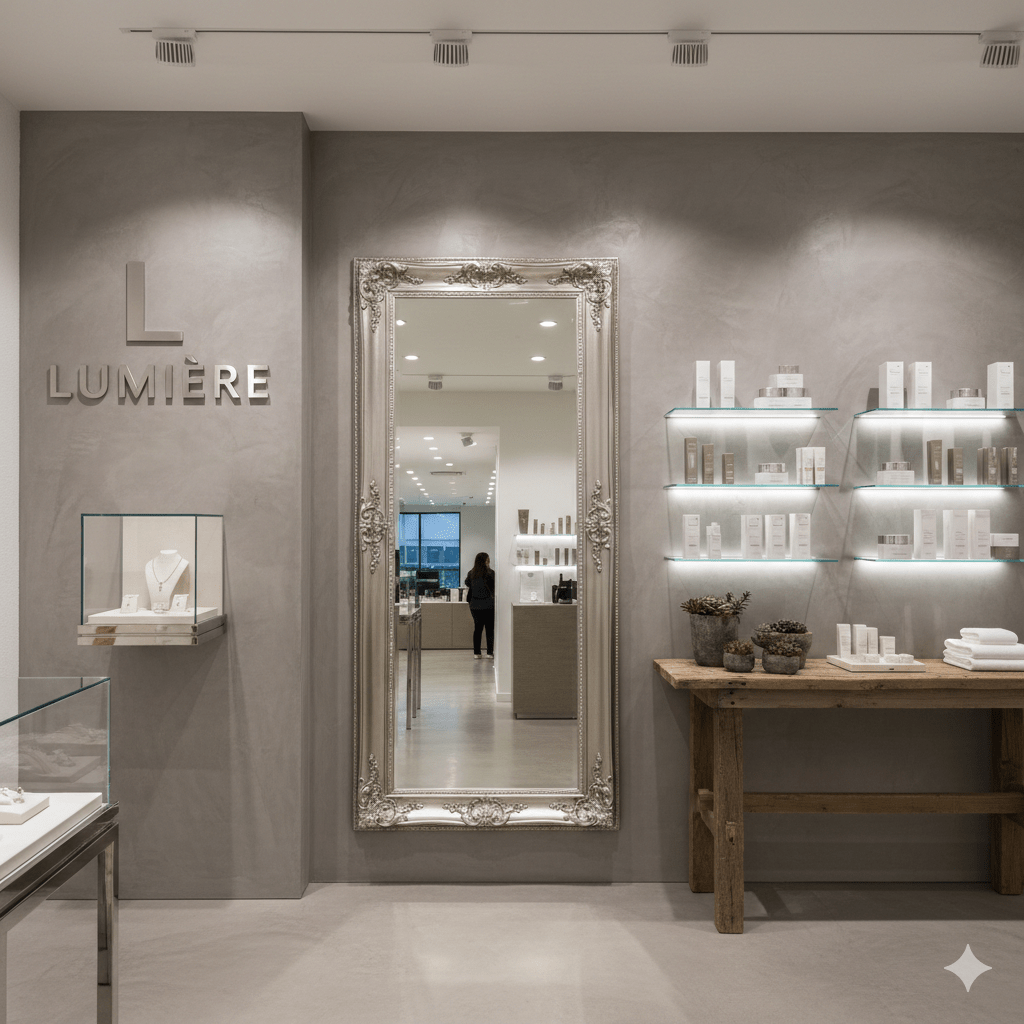 silver mirror in Retail Showrooms & Product Display Walls