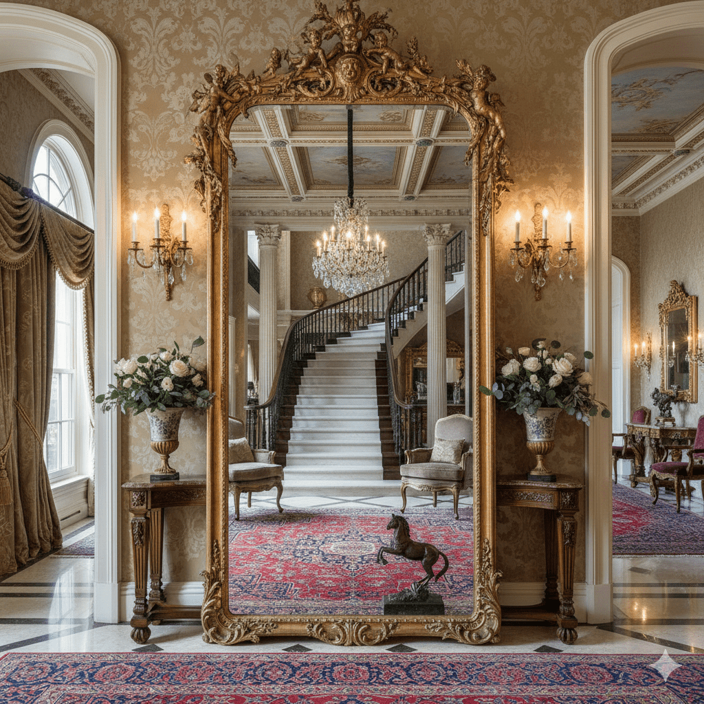 antique mirror in Luxury Home Interiors & Entrance Décor
