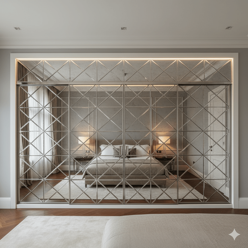 v groove mirror in Modern Wardrobe Shutters & Sliding Doors